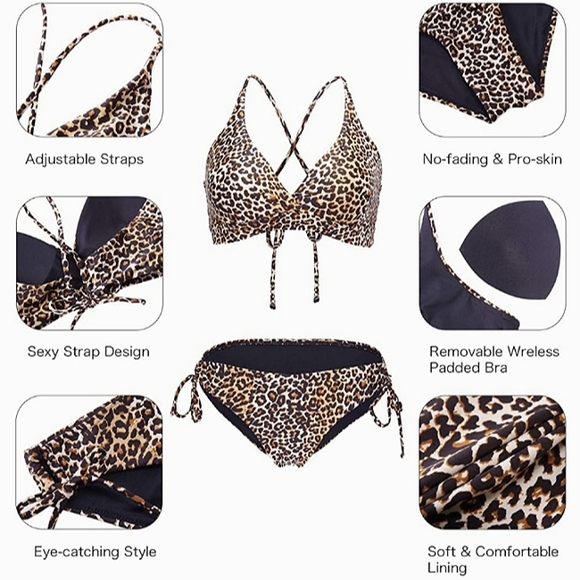 ☆L@@K☆NWT Women's/Juniors Sexy Cheetah Animal Print Bikini Set☆Large - Picture 5 of 16